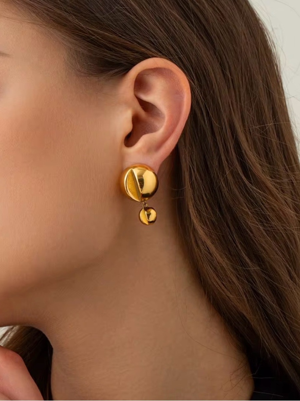 Gold Double Drop Disc Earrings - Women Jewelry